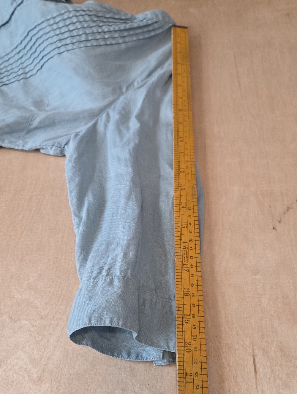 Linen Button Down Pintuck Blouse - Picture 13 of 13